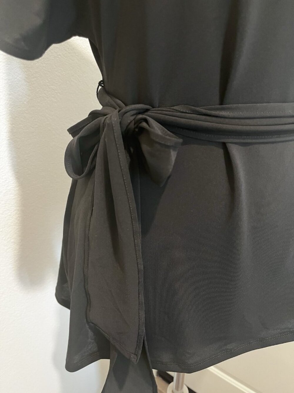 ZARA Black Asymmetrical Tie‑Waist Top M NWT Avant Garde Whimsy Goth Fairy Grunge - Picture 3 of 8